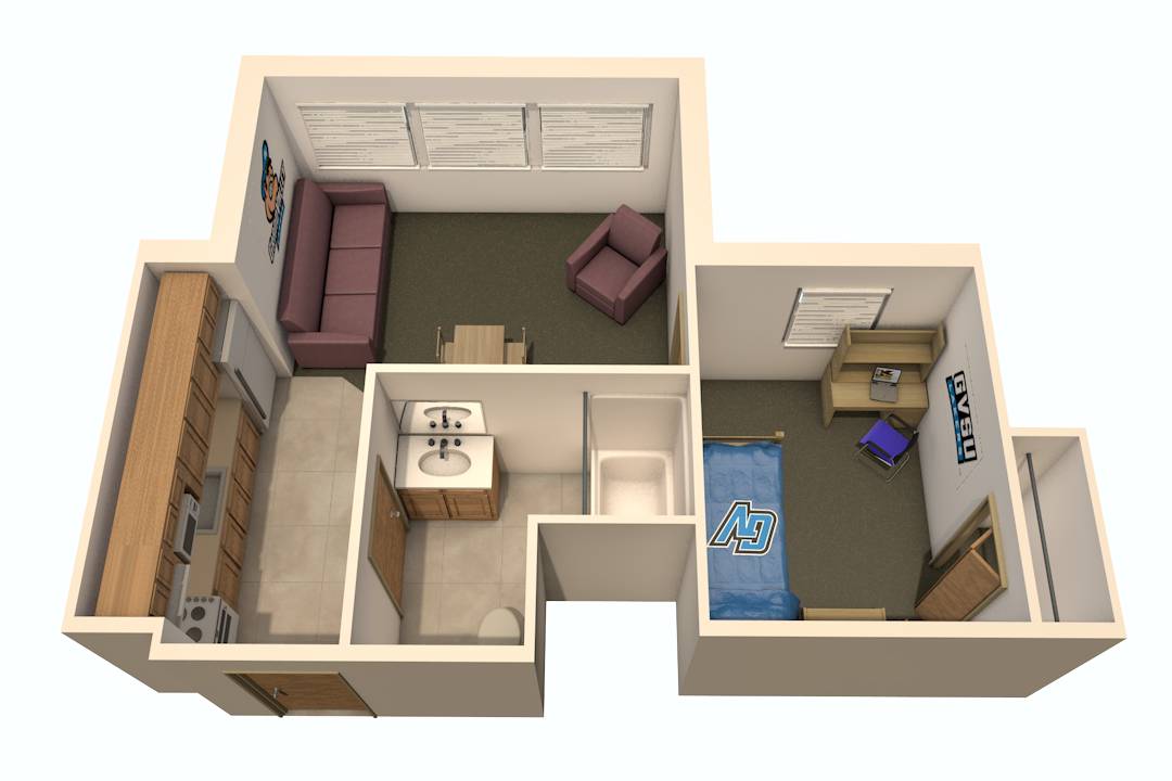 Floor plan for Murray Living Center, an on-campus apartment option.